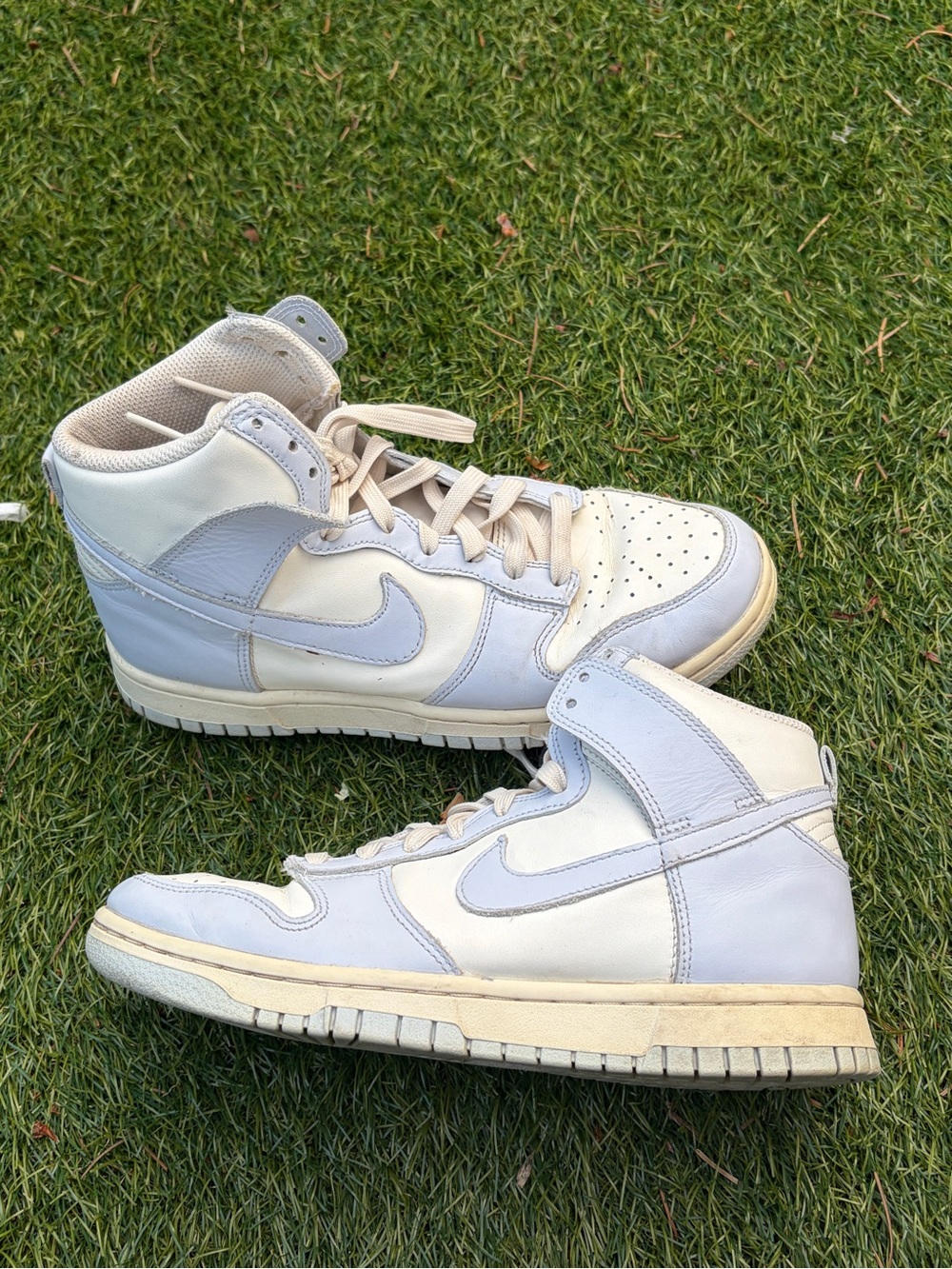 Nike Women's High-Top Sneakers in Light Blue and Off-White